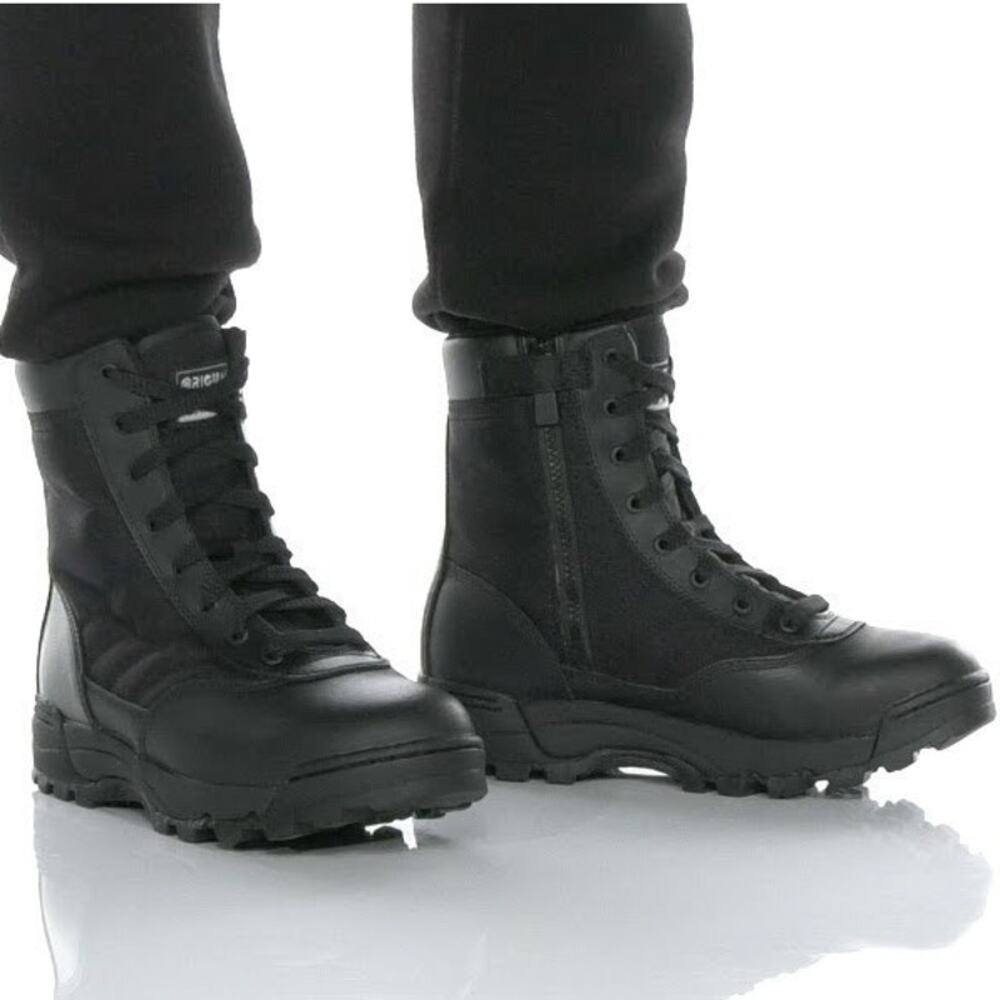 Original SWAT Men 4.5 Black Leather Classic 9" Safety Work Boots Side Zip P23-32
